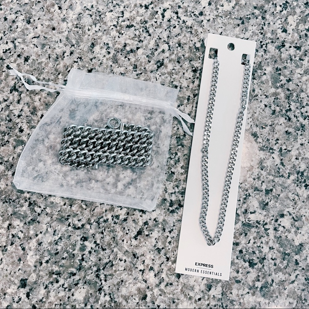 Express - silver bracelet and chain duo